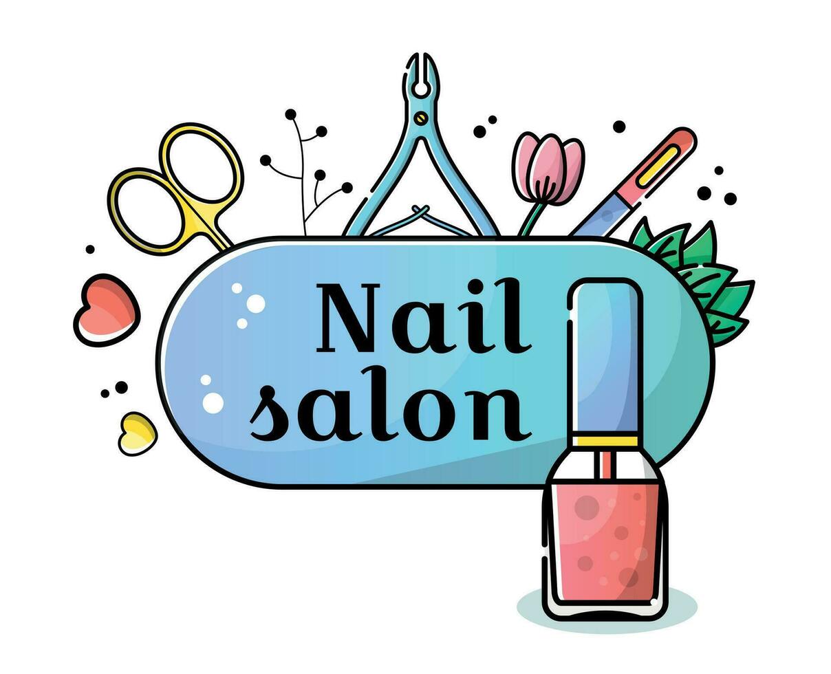 nagel salon lineal illustratie vector