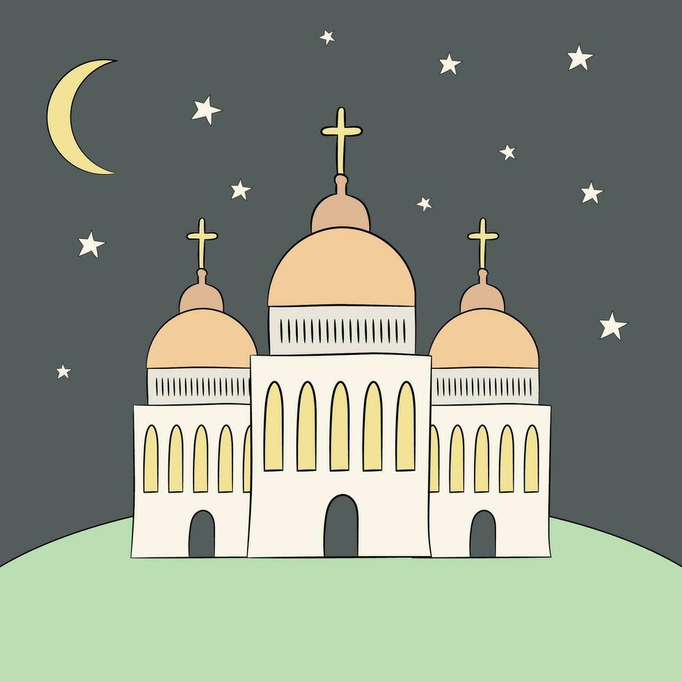 doop lineair illustratie met kerk vector