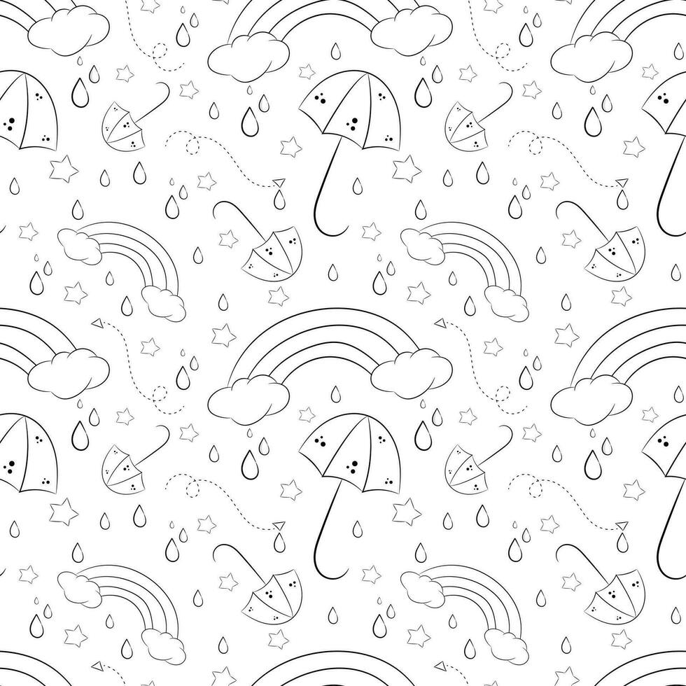 vector naadloos patroon met regenbogen en paraplu's
