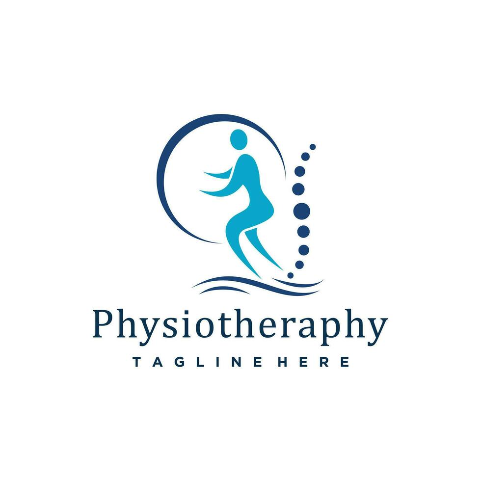 fysiotherapie logo voor massage en bedrijf met creatief element concept premie vector