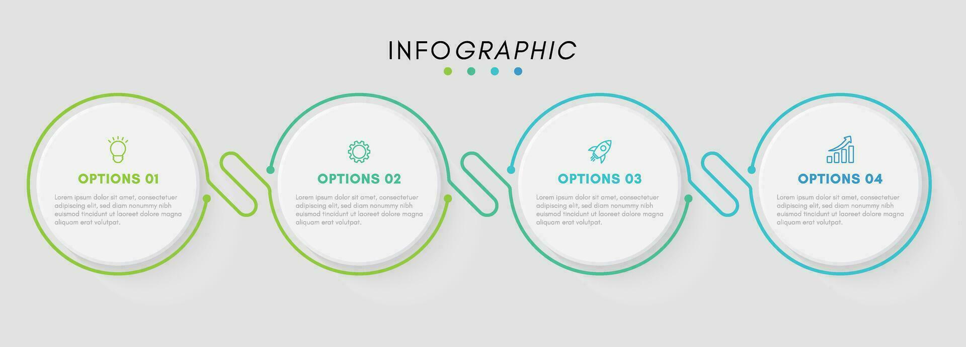 bedrijf infographic ontwerp sjabloon en 4 pictogrammen en opties of stappen. kan worden gebruikt voor presentatie, banier of info grafiek. vector
