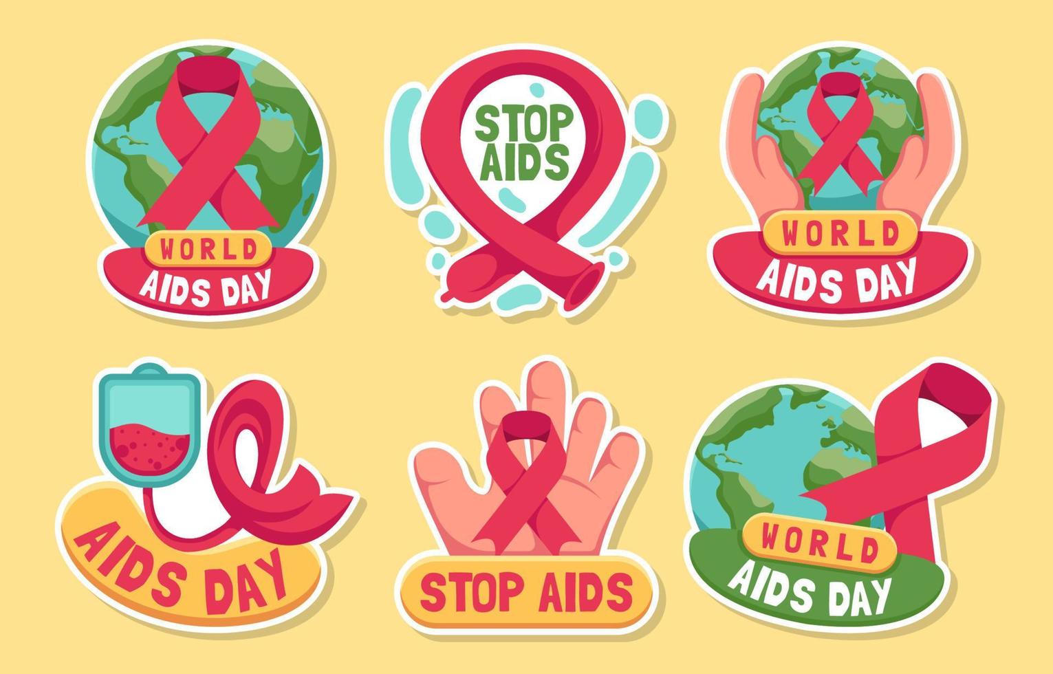 wereld aids dag sticker collecties vector