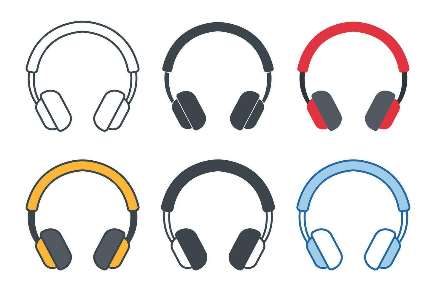 hoofdtelefoons oortelefoons icoon verzameling met verschillend stijlen. koptelefoon icoon symbool vector illustratie geïsoleerd Aan wit achtergrond
