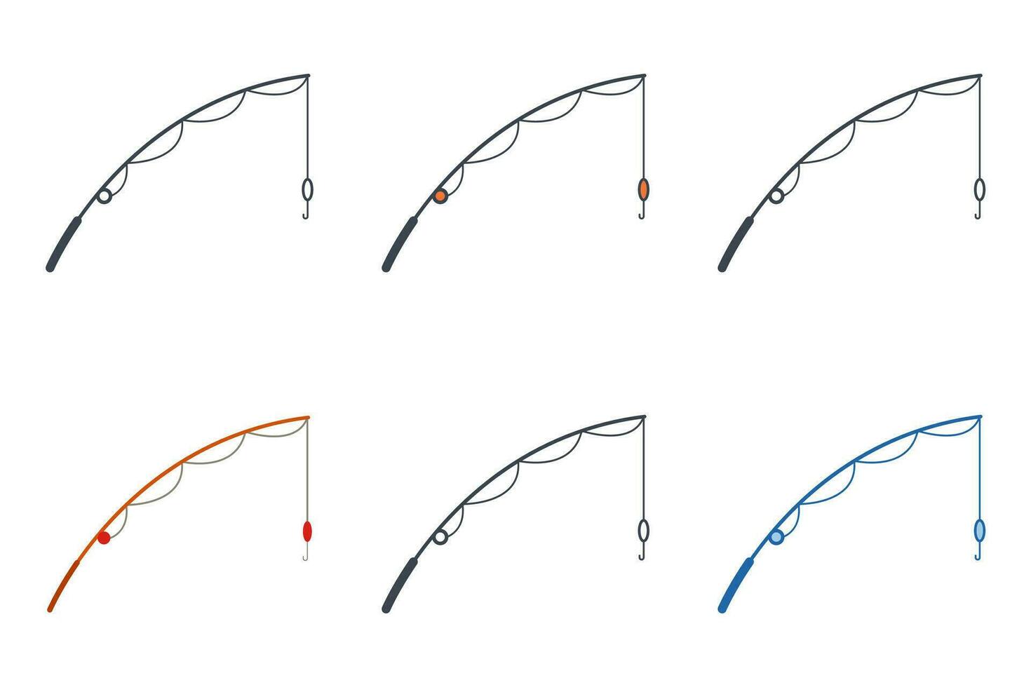 visvangst hengel icoon verzameling met verschillend stijlen. lijn en haak icoon symbool vector illustratie geïsoleerd Aan wit achtergrond