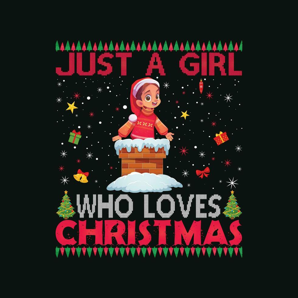 Kerstmis reeks alleen maar een meisje wie liefdes Kerstmis vector
