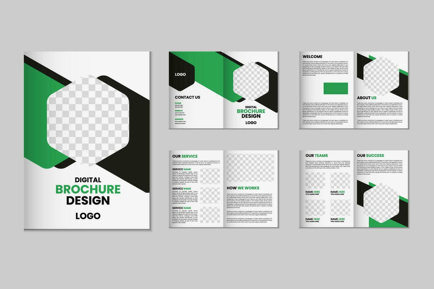 8 bladzijde a4 grootte brochure sjabloon ontwerp, zakelijke bedrijf folder brochure, modern bi vouwen tijdschrift brochure, jaar- verslag doen van sjabloon ontwerp vector