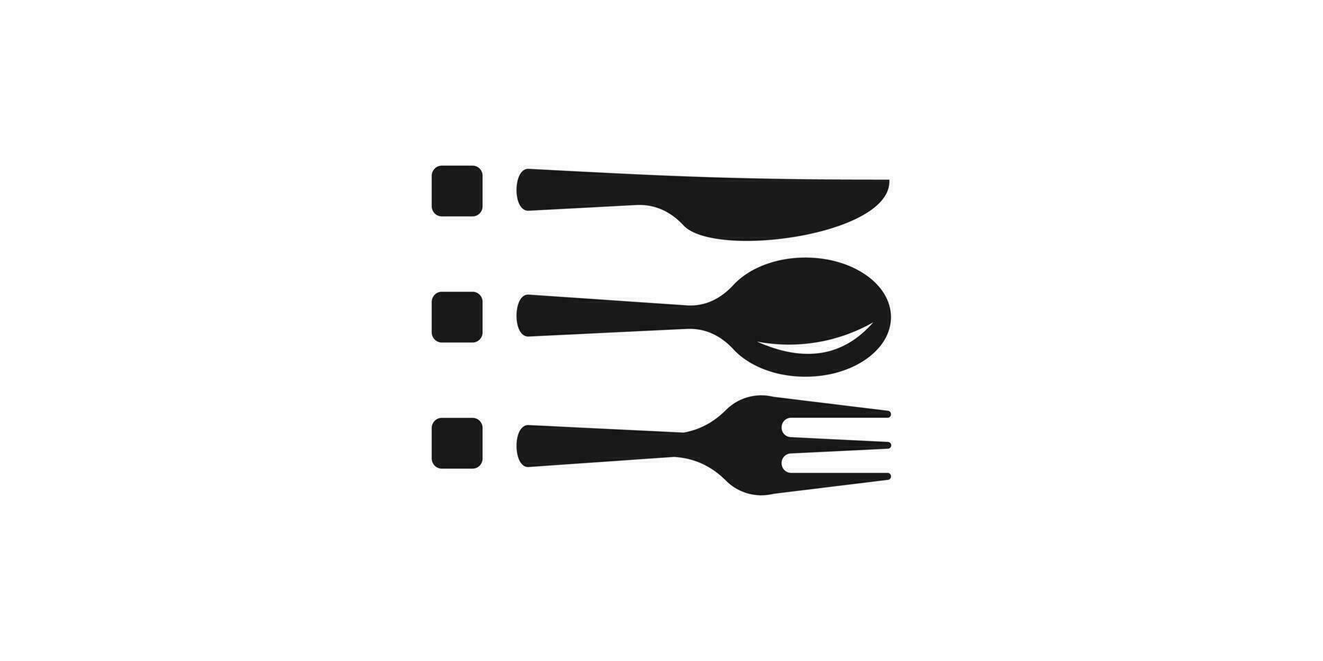 restaurant logo ontwerp met een combinatie van menu lijst en servies. vector