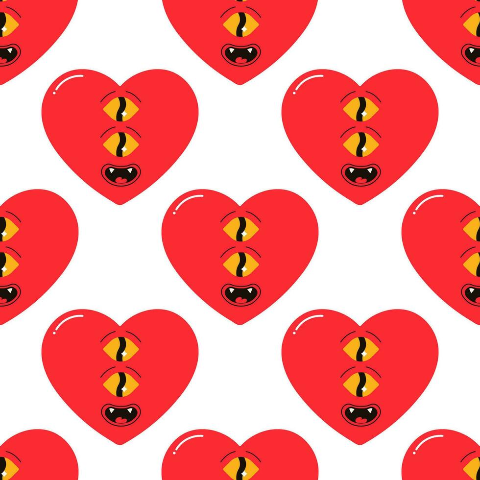 naadloos patroon groovy hart, Valentijnsdag dag, karakter vector