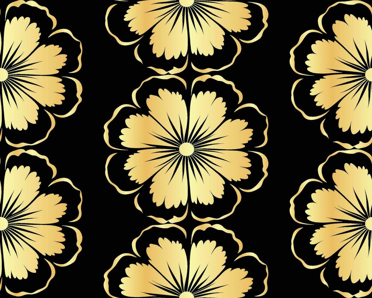 zwart en goud bloemen patroon behang vector