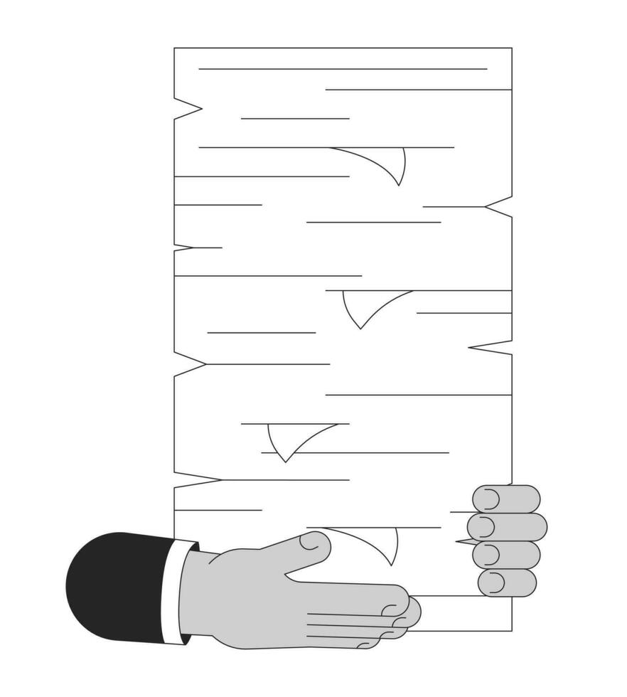 Holding papierwerk stapel tekenfilm menselijk handen schets illustratie vector