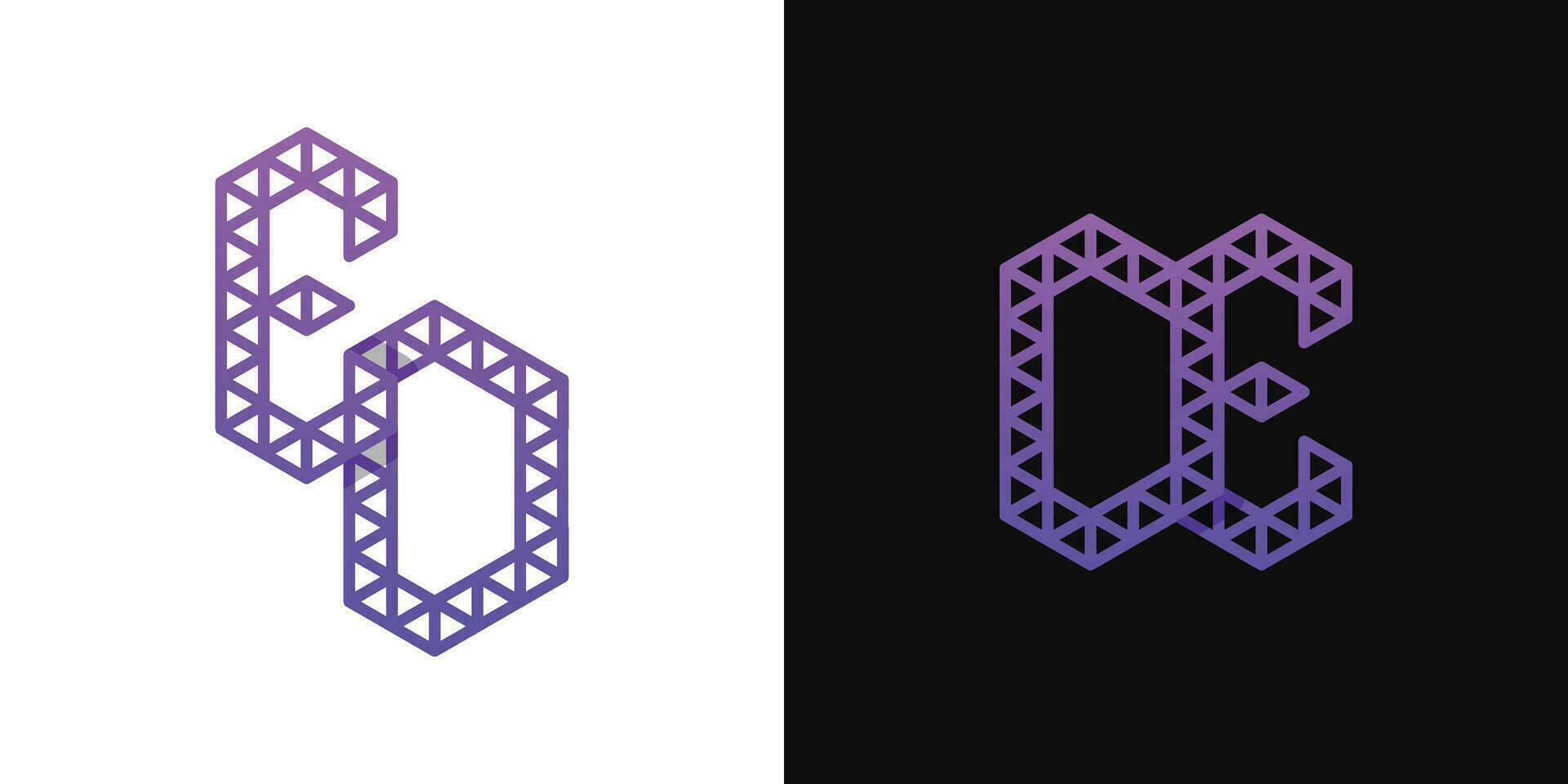 brieven de en ed veelhoek logo set, geschikt voor bedrijf verwant naar veelhoek met de en ed initialen. vector