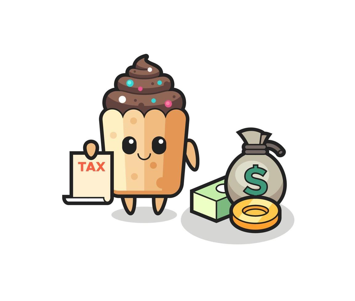 karakter cartoon van cupcake als accountant vector