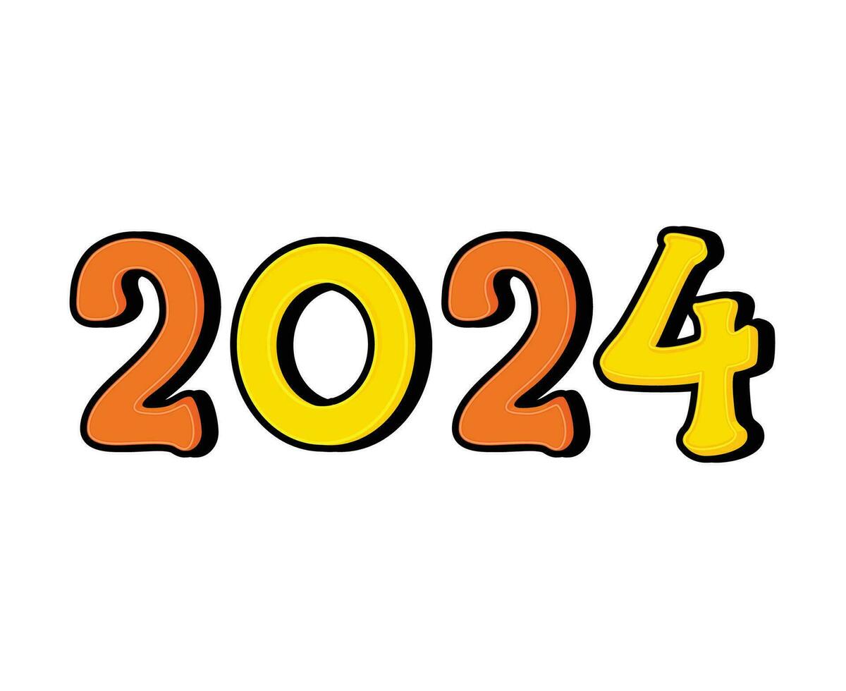 gelukkig nieuw jaar 2024 abstract oranje en geel grafisch ontwerp vector logo symbool illustratie