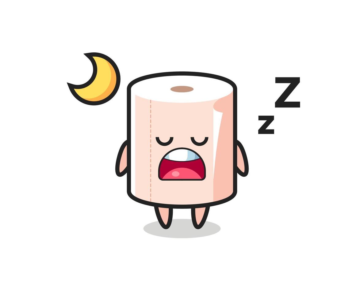 tissue roll karakter illustratie 's nachts slapen vector
