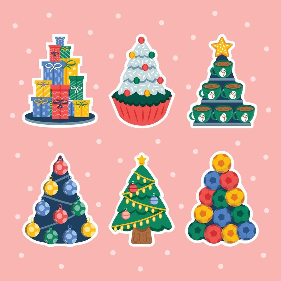 set kerstboomstickers vector