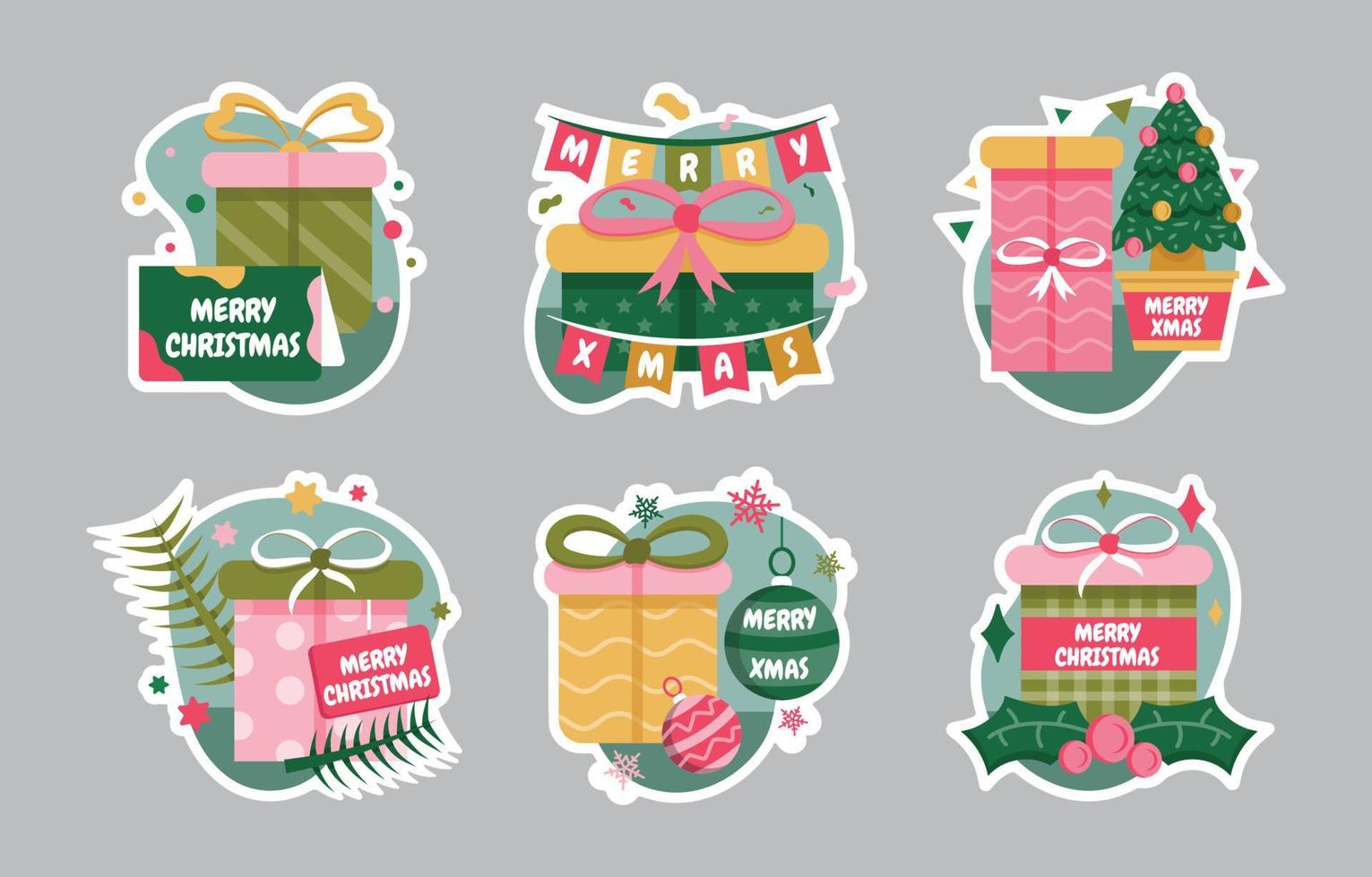 stickerset voor kerstcadeaus vector