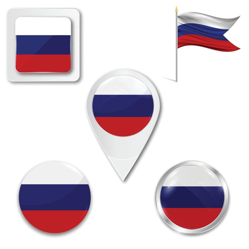 set iconen van de nationale vlag van rusland vector