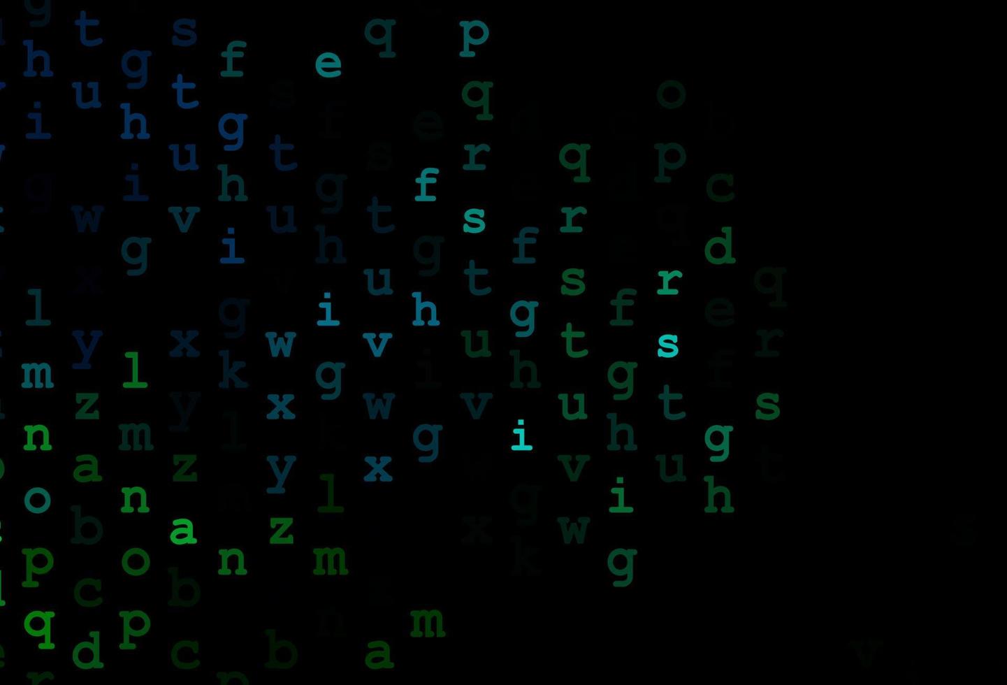 donkerblauwe, groene vectorlay-out met Latijns alfabet. vector