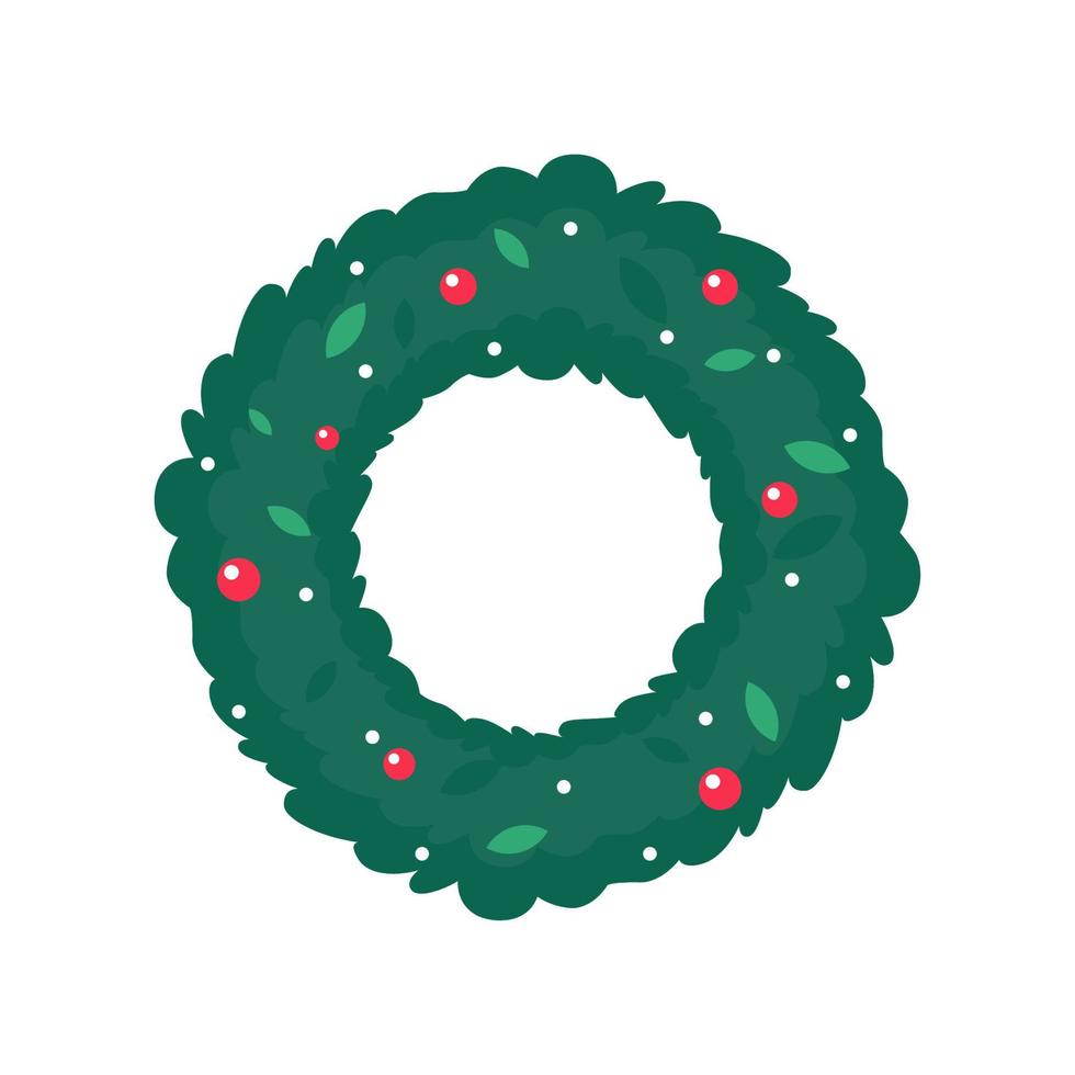 kerstkrans een slinger gemaakt van hulstbessen op een dennentak. vector
