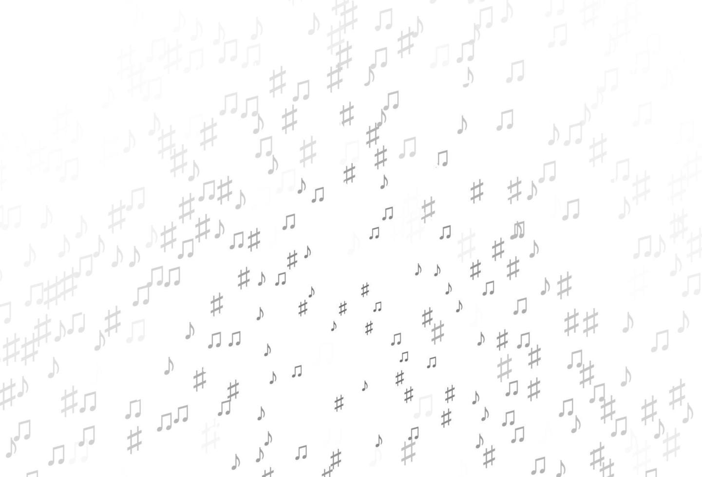 licht zilver, grijze vector achtergrond met muziek symbolen.