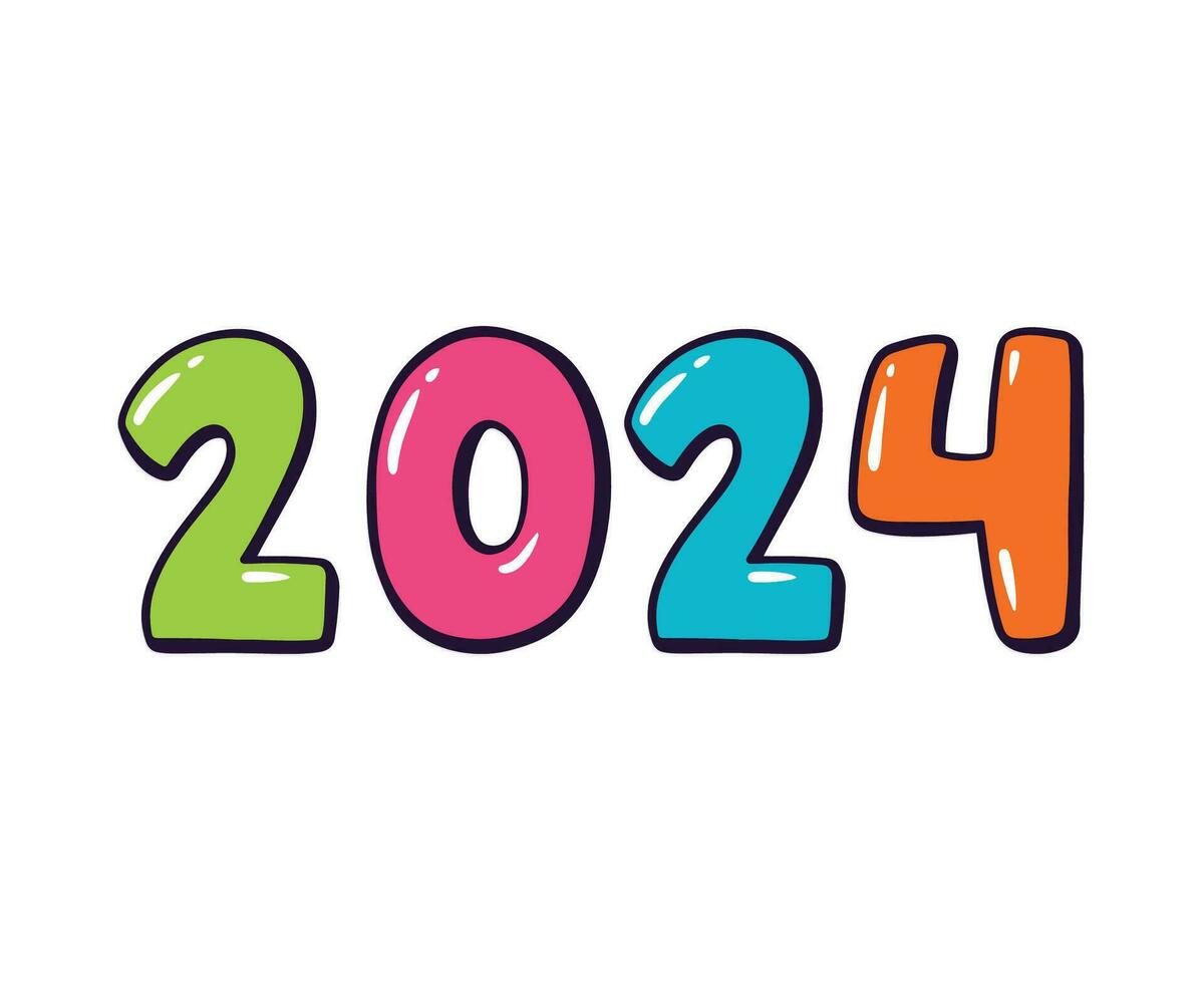 gelukkig nieuw jaar 2024 abstract veelkleurig grafisch ontwerp vector logo symbool illustratie