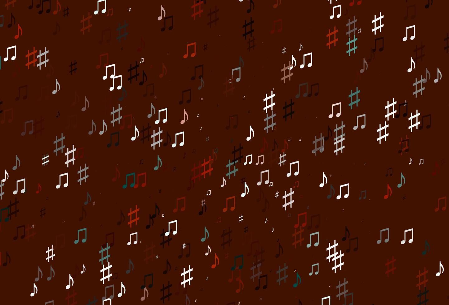 lichtrode vectorachtergrond met muzieksymbolen. vector