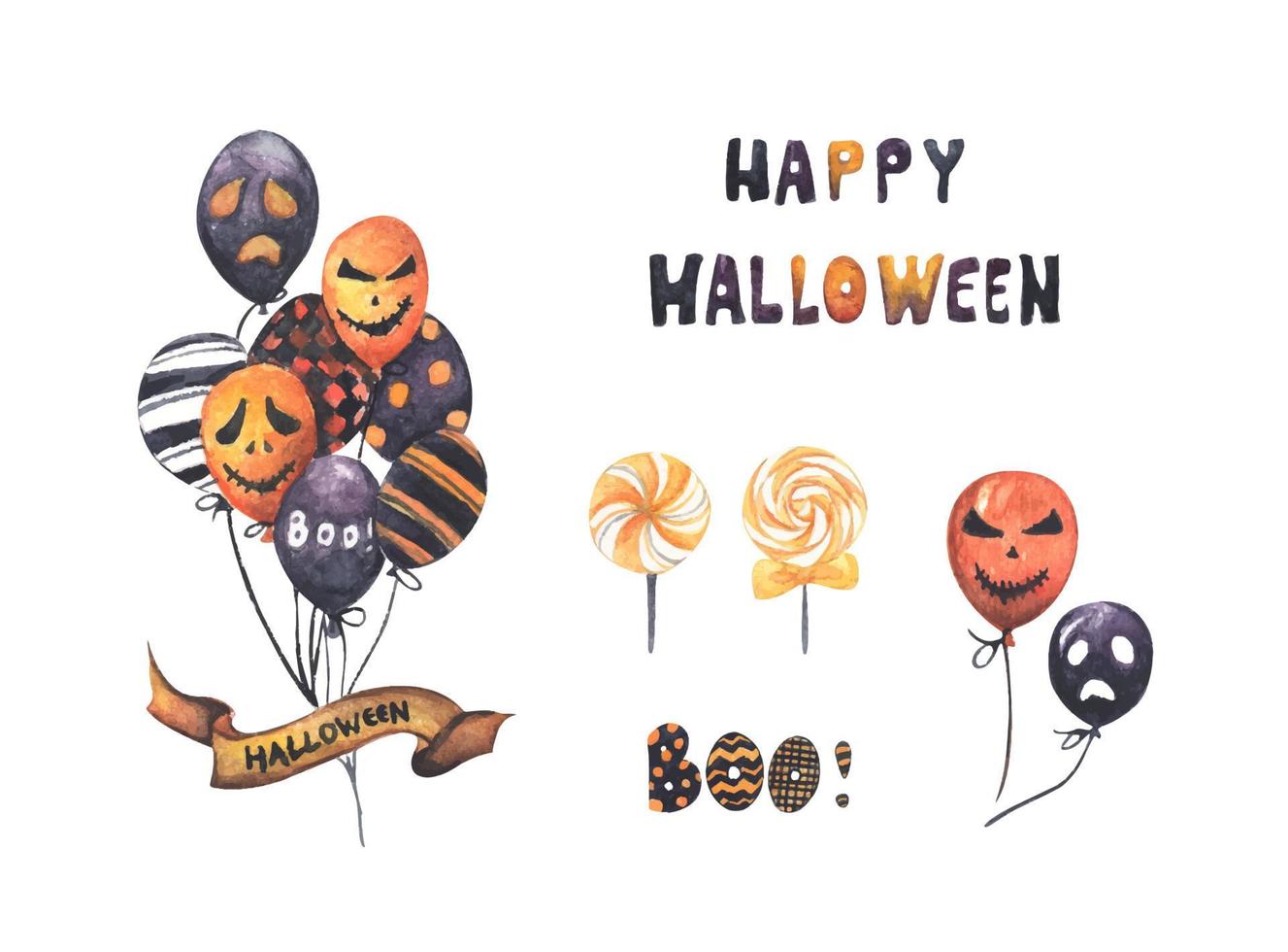 aquarel halloween set. vector