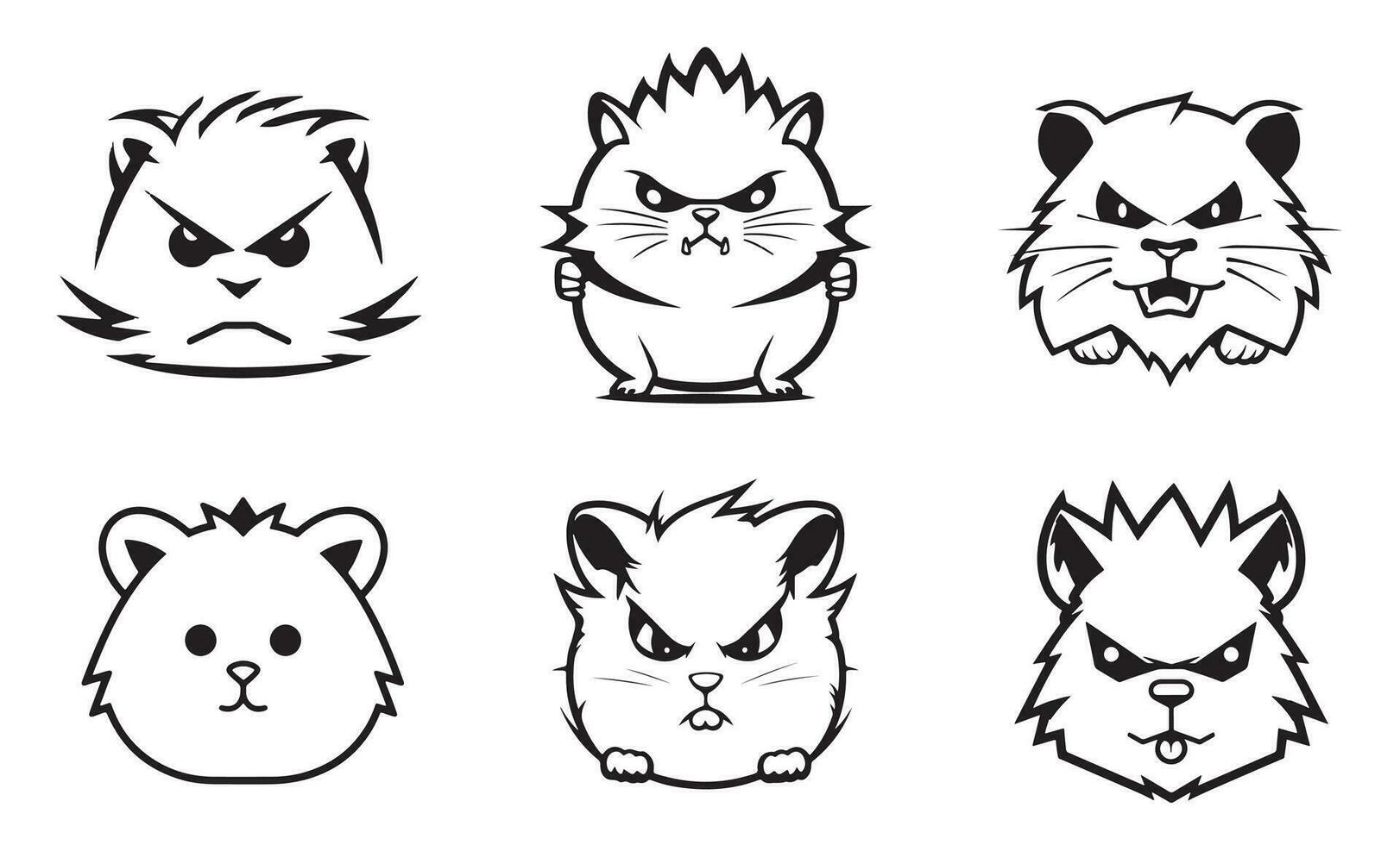 boos hamster reeks vector illustratie geïsoleerd Aan wit achtergrond. hamster mascotte tekenfilm karakter