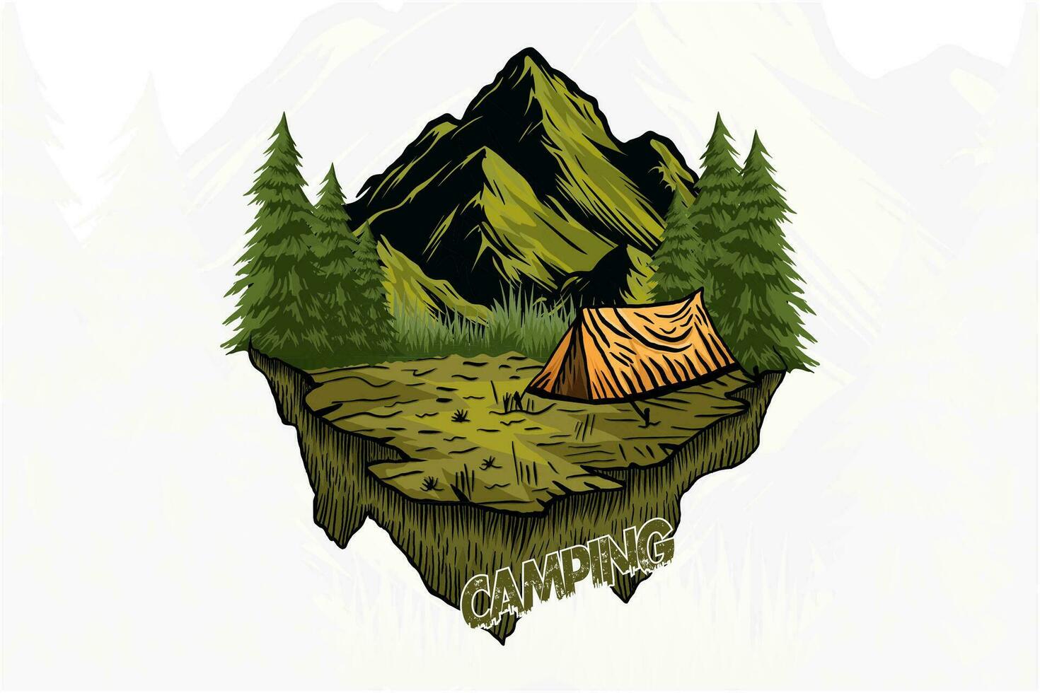 camping tent buitenshuis t overhemd ontwerp illustratie vector