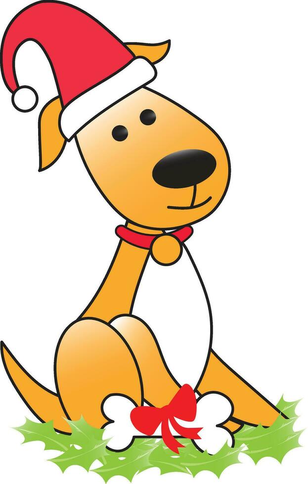de kerstman hoed Aan Kerstmis hond hoofd vector