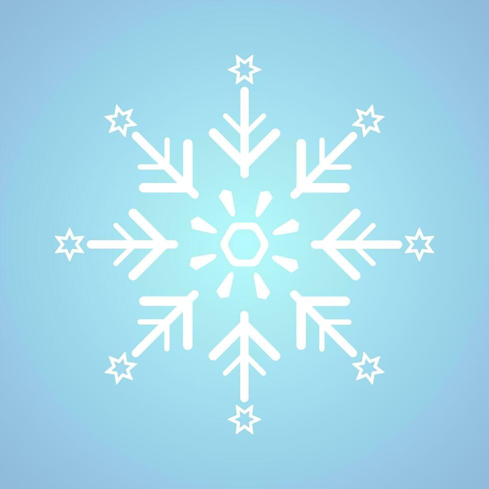 een wit meetkundig minimalistische sneeuwvlok element en icoon en wit sneeuwvlok voor winter, voorjaar en Kerstmis elementen Aan geïsoleerd blauw achtergrond vector