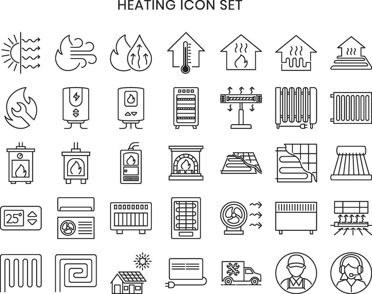 huis verwarming verzameling icoon set. vector