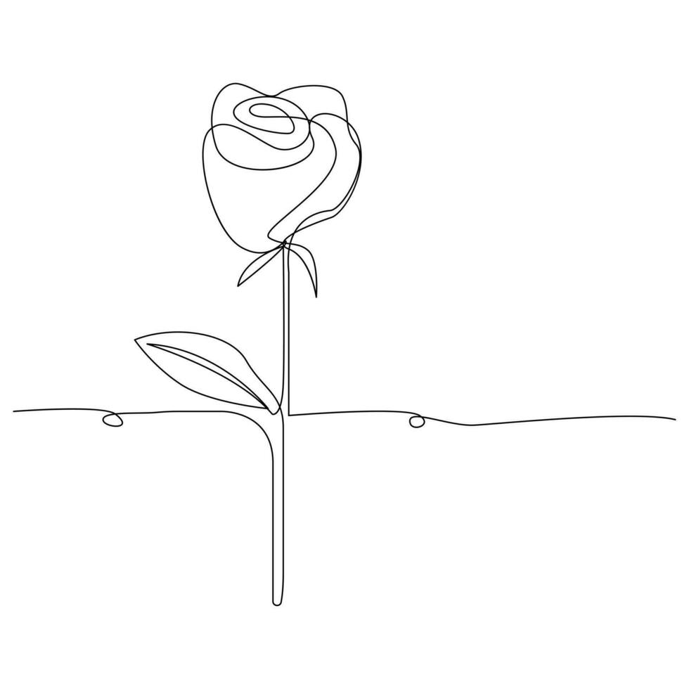 roos bloem icoon doorlopend een lijn tekening schets vector kunst