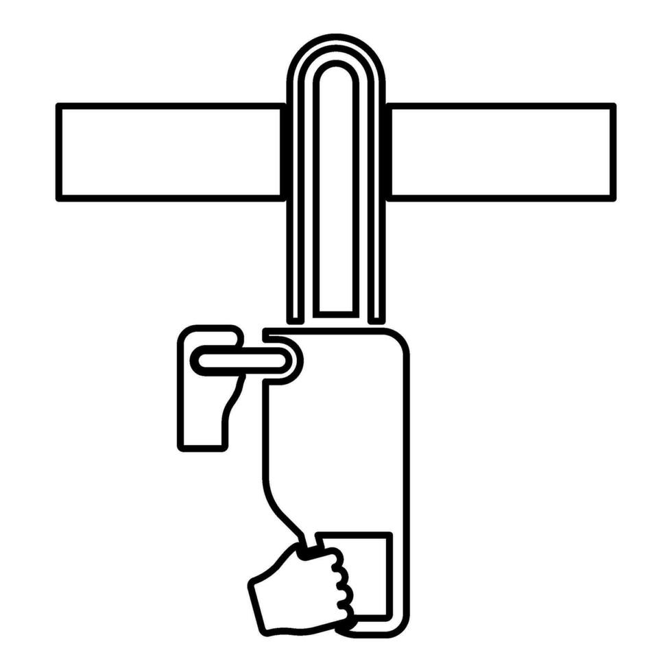 kettingzaag zagen bord houthakker concept houthakker boomverzorger snijdend ontbossing pruimen besprenkelen contour schets lijn icoon zwart kleur vector illustratie beeld dun vlak stijl