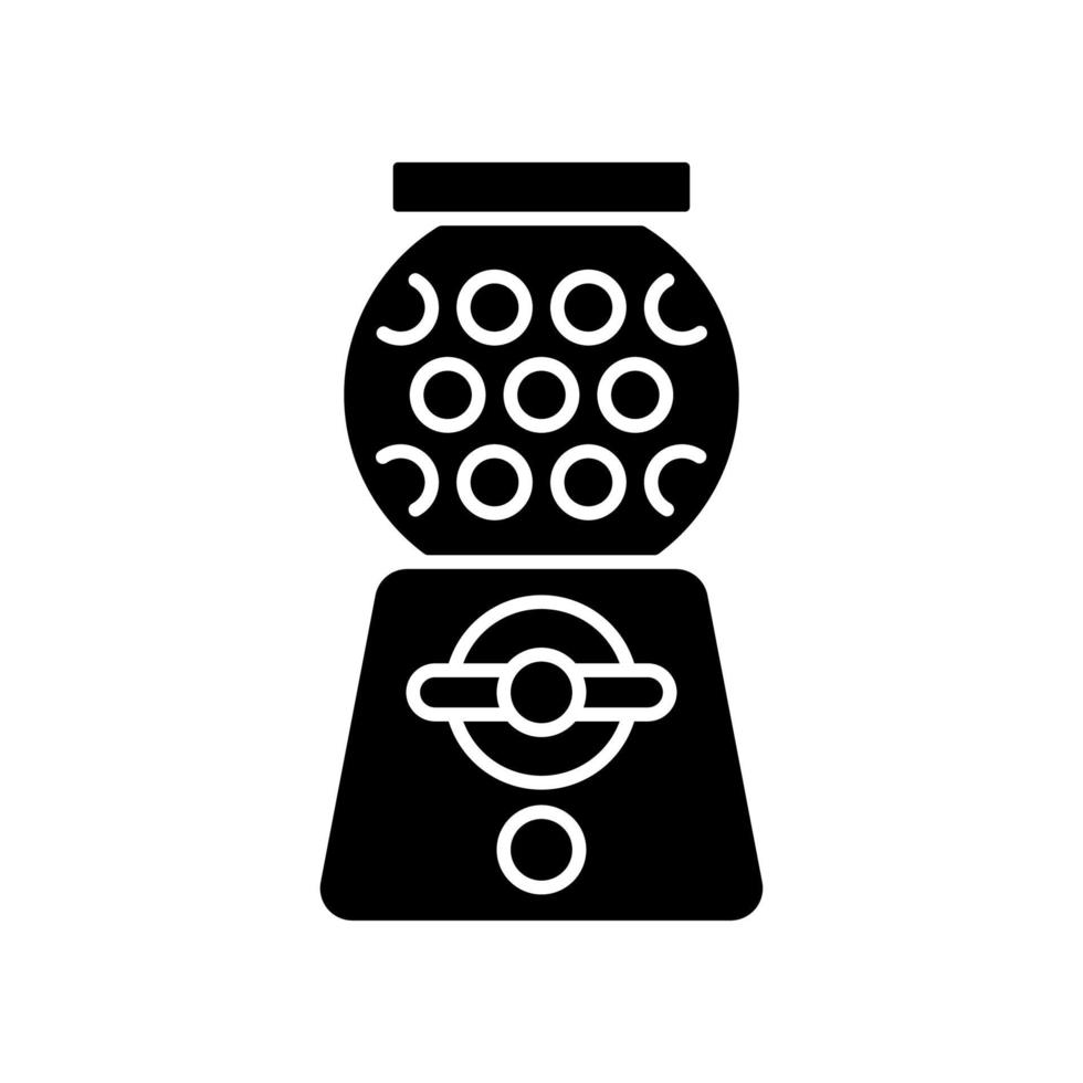 kauwgomballenautomaat zwart glyph-pictogram vector