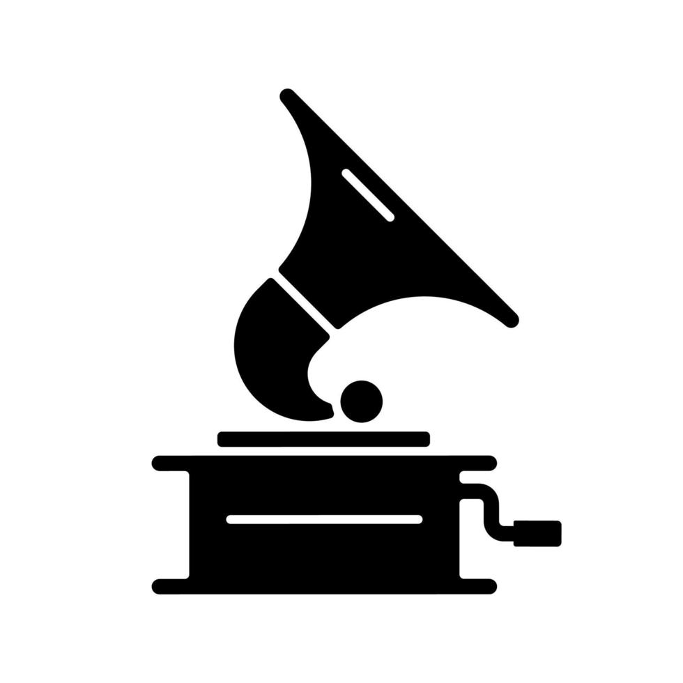 grammofoon zwarte glyph-pictogram vector