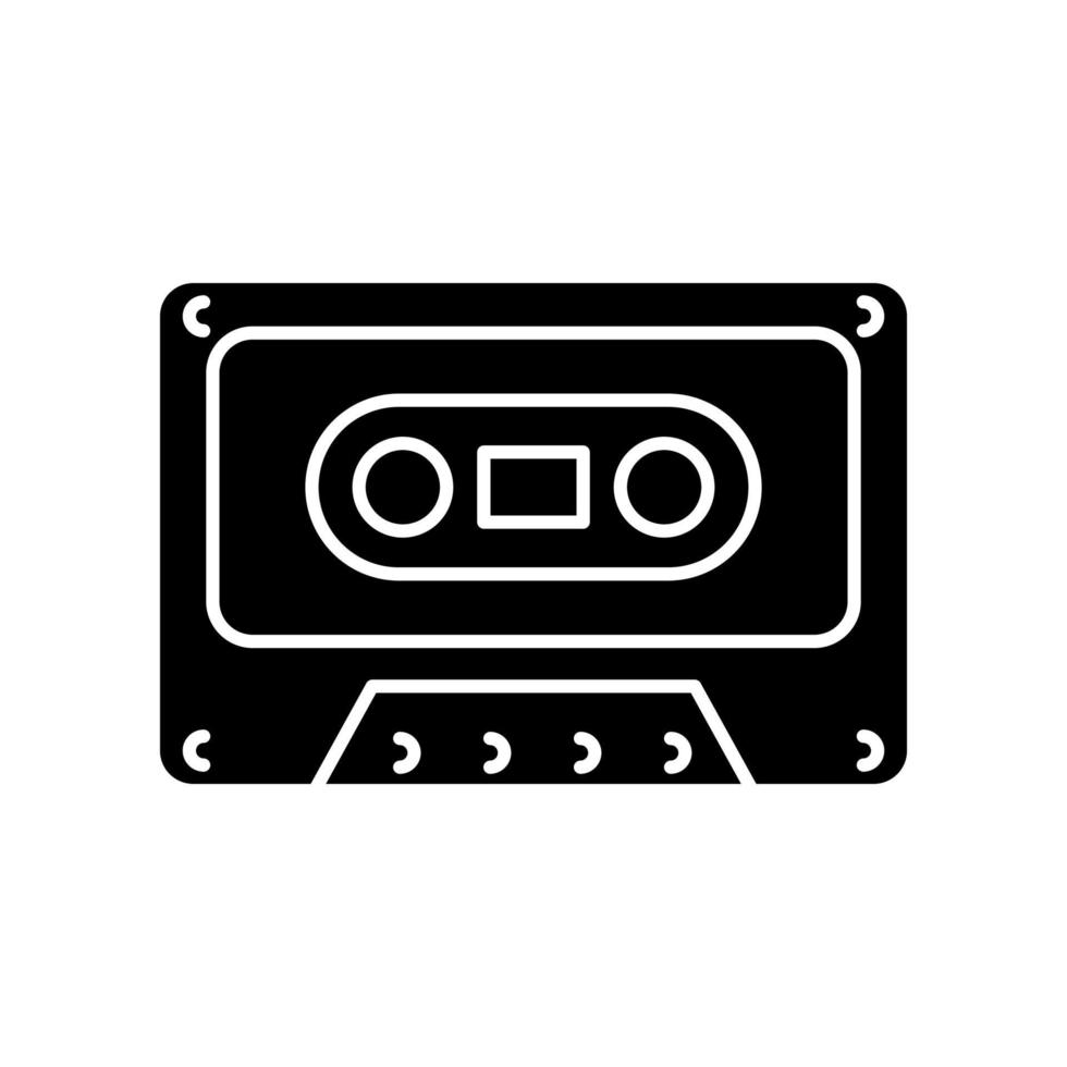 bandcassette zwarte glyph-pictogram vector