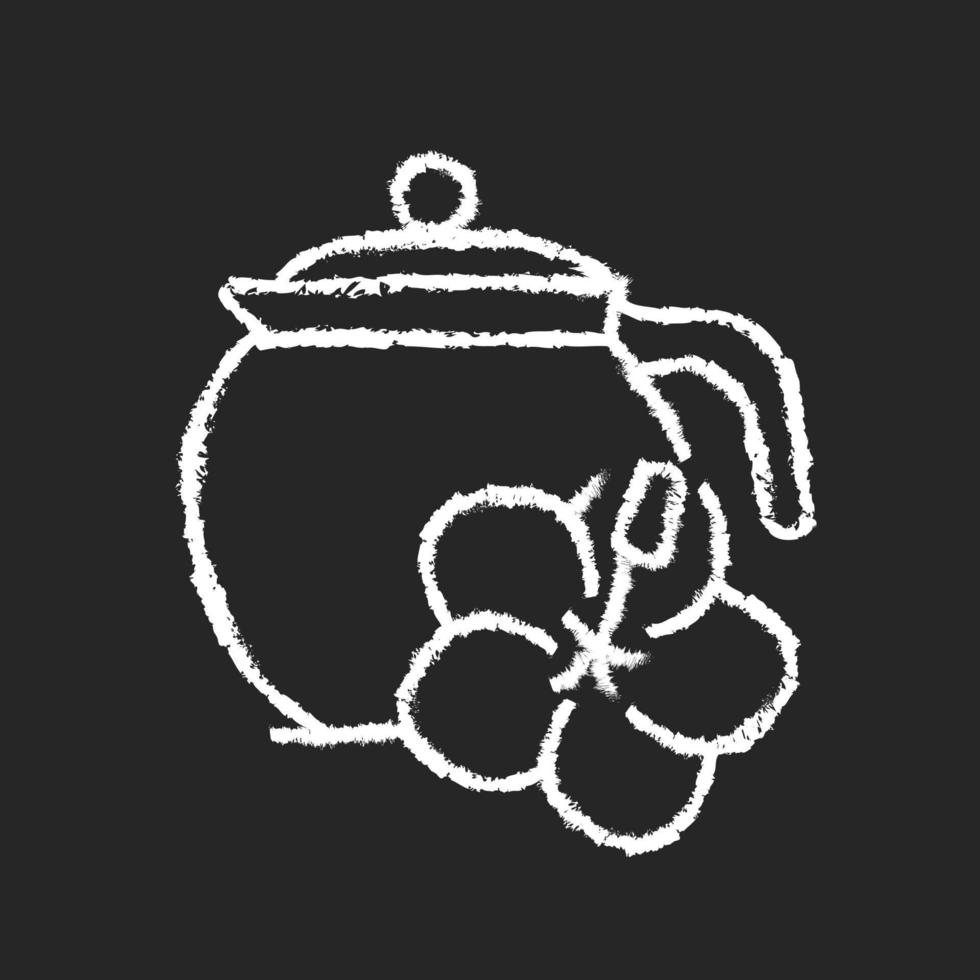 hibiscus thee krijt wit pictogram op donkere achtergrond vector