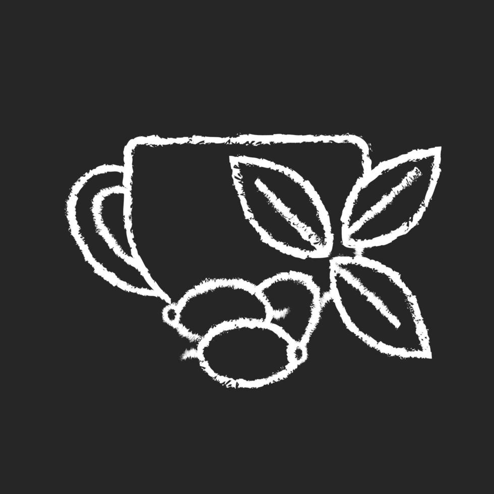 rozenbottel thee krijt wit pictogram op donkere achtergrond vector