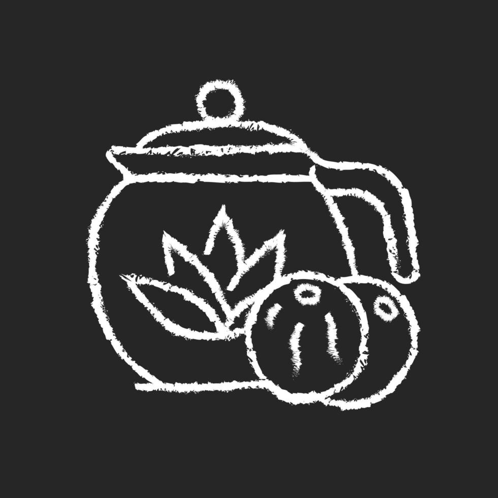 bloeiend thee krijt wit pictogram op donkere achtergrond vector