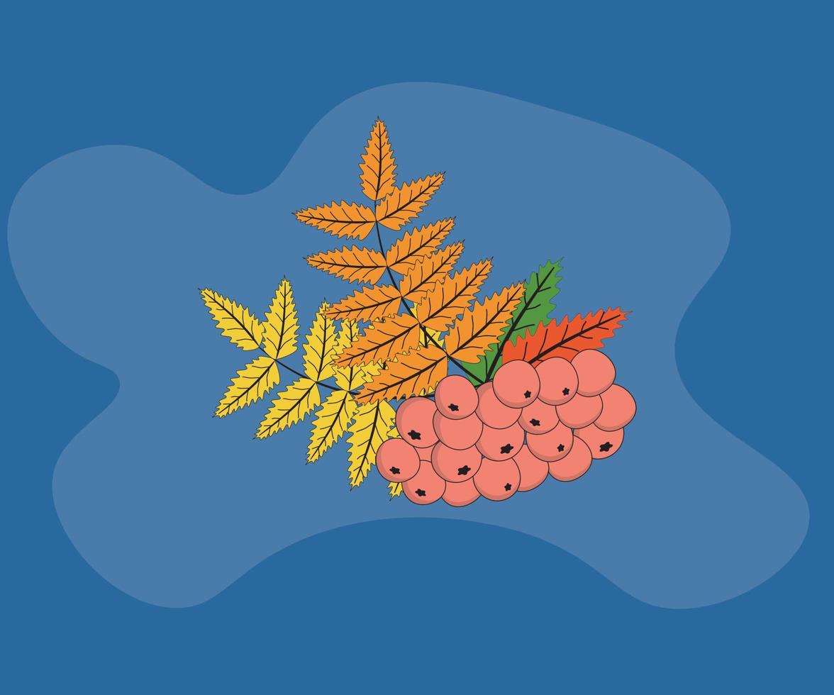 herfsttak van essenbes met leafyamia vector