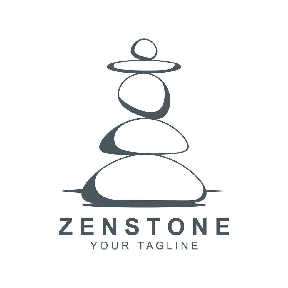 zen steen silhouet logo vector illustratie ontwerp met creatief idee