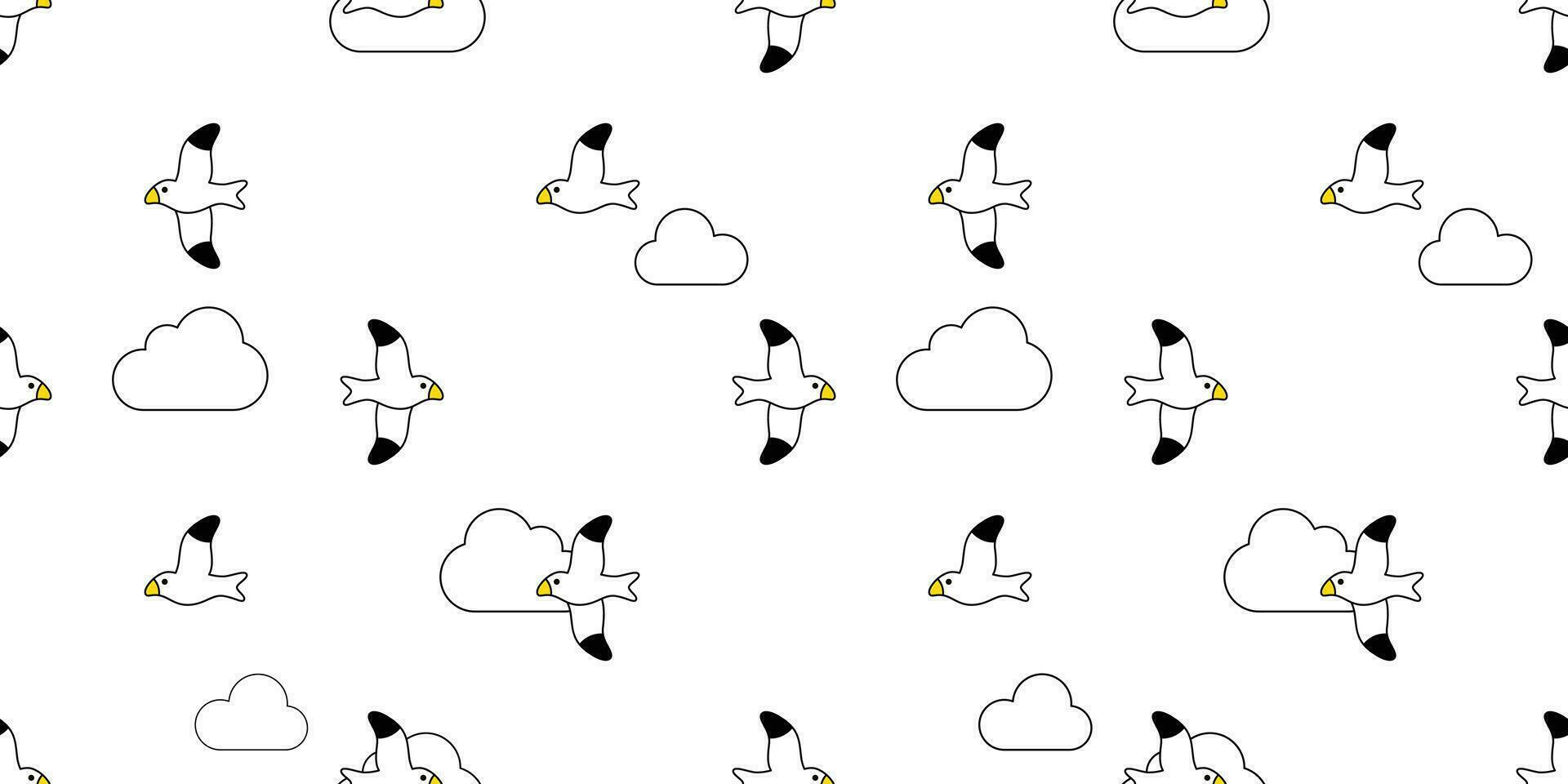 vogel naadloos patroon vector zeemeeuw sjaal geïsoleerd wolk lucht tekenfilm herhaling achtergrond tegel behang illustratie ontwerp