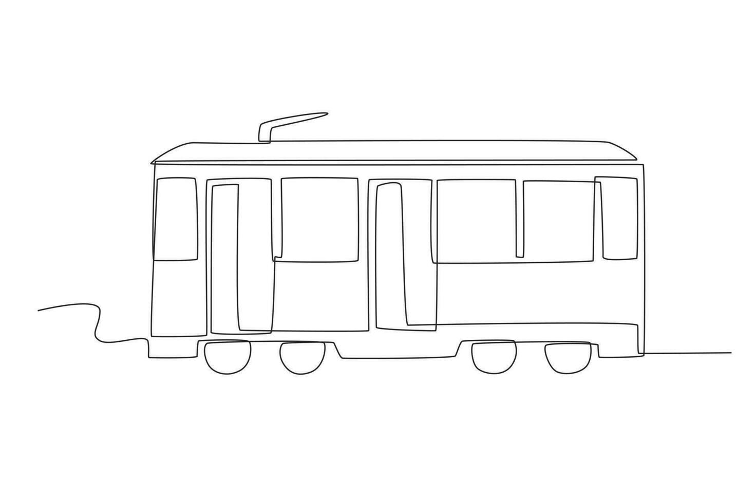 een tram met twee auto's vector