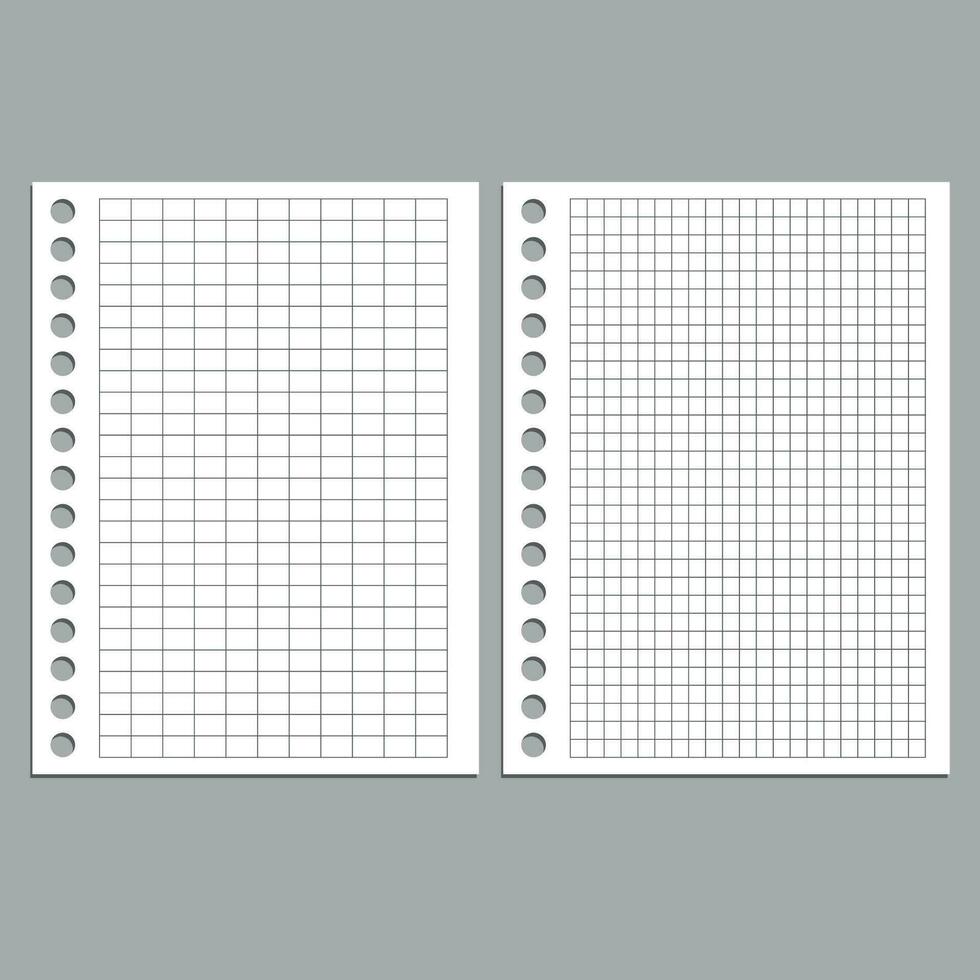 reeks van vector realistisch illustraties van een vel van papier blanco van een werkboek met een schaduw.