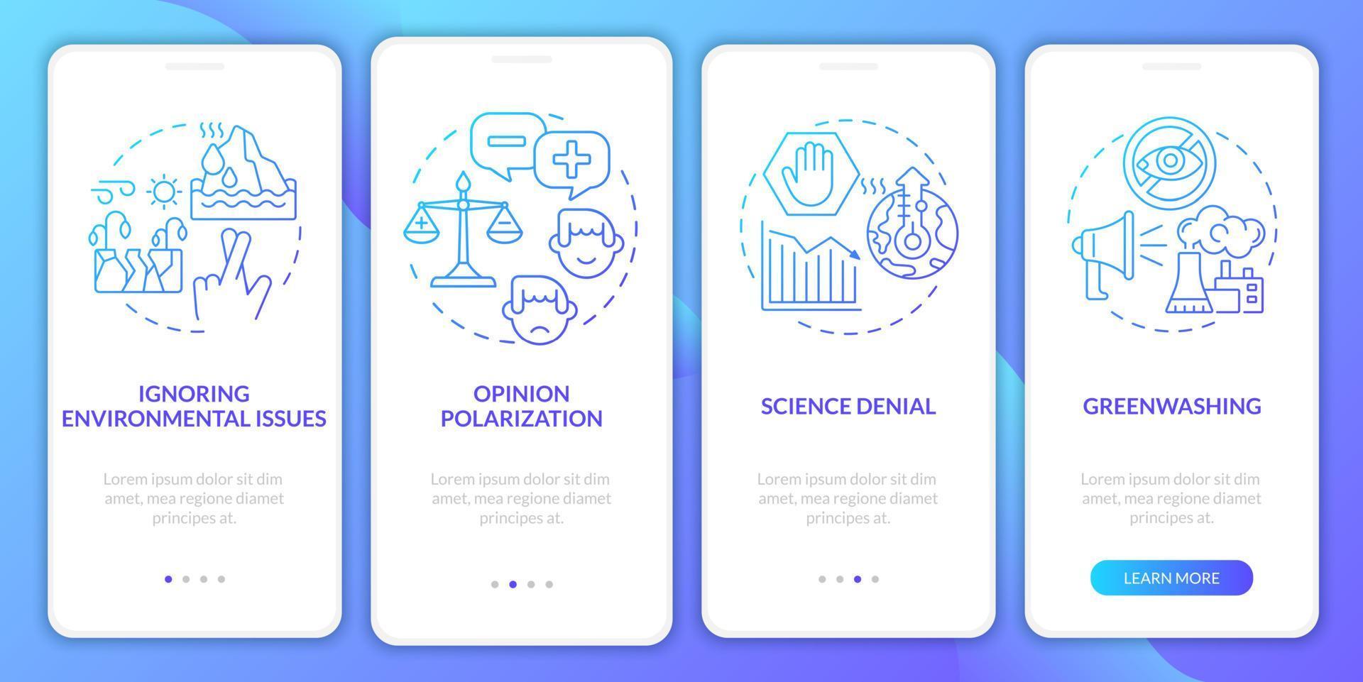 greenwashing gradiënt onboarding mobiele app paginascherm vector