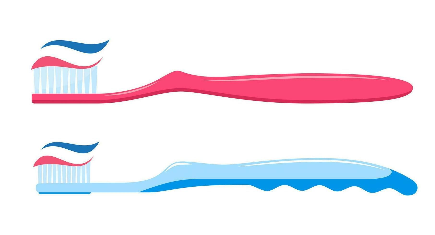 tandenborstels. borstel met Plakken. tandpasta smeren in drie kleuren. stof gebruikt Aan een borstel voor schoonmaak tanden. tandheelkundig en mondeling zorg concept. tanden hygiëne. vector illustratie.