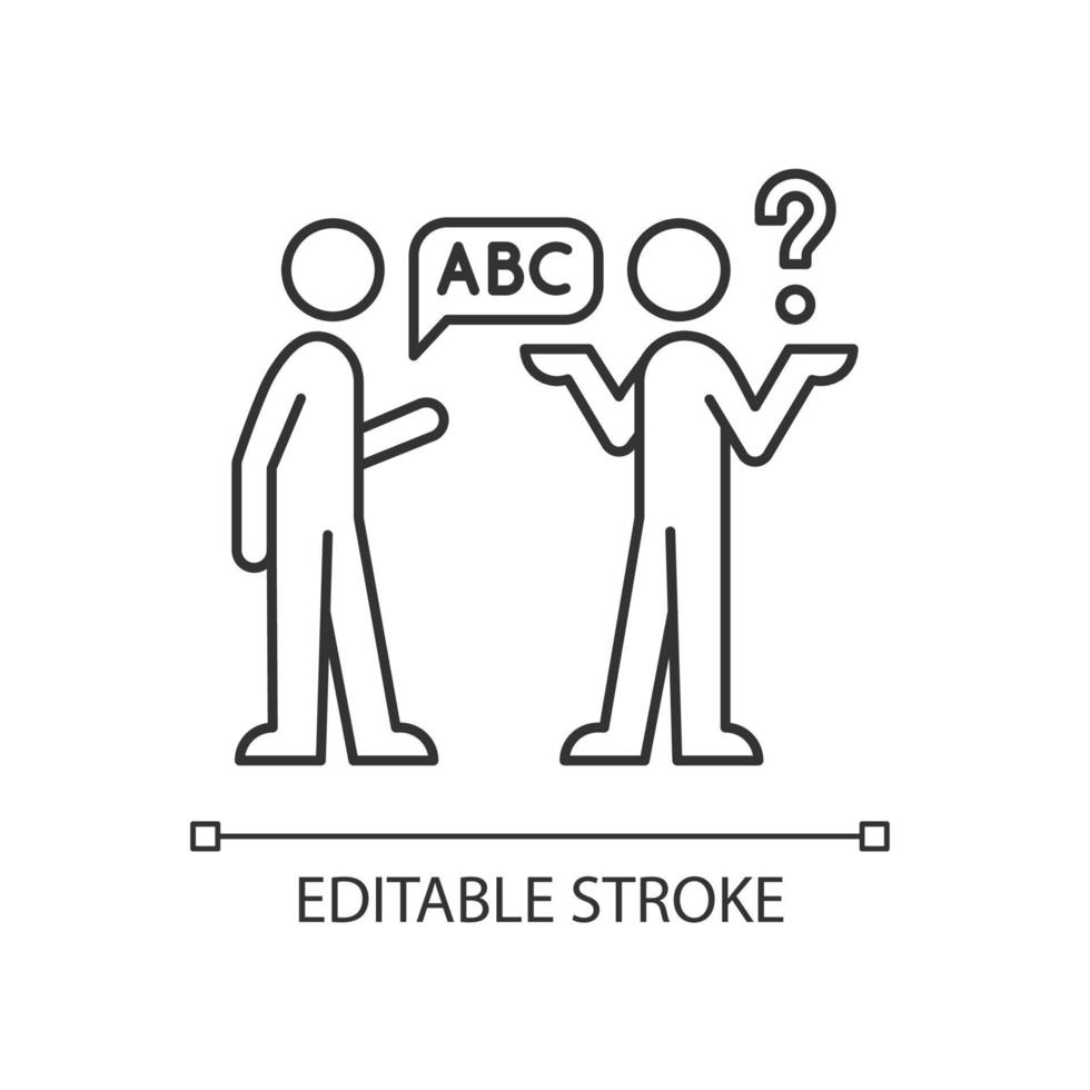 lineaire pictogram taalbarrières vector