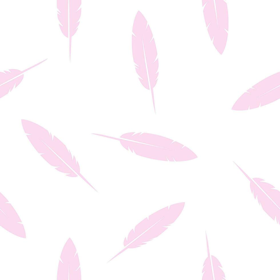 vogel veren- naadloos patroon, roze en wit achtergrond, ontwerp element vector