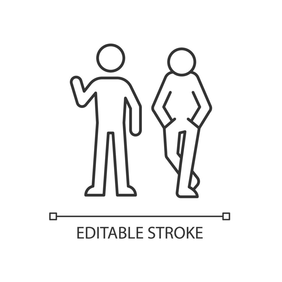 houding in communicatie lineair pictogram vector